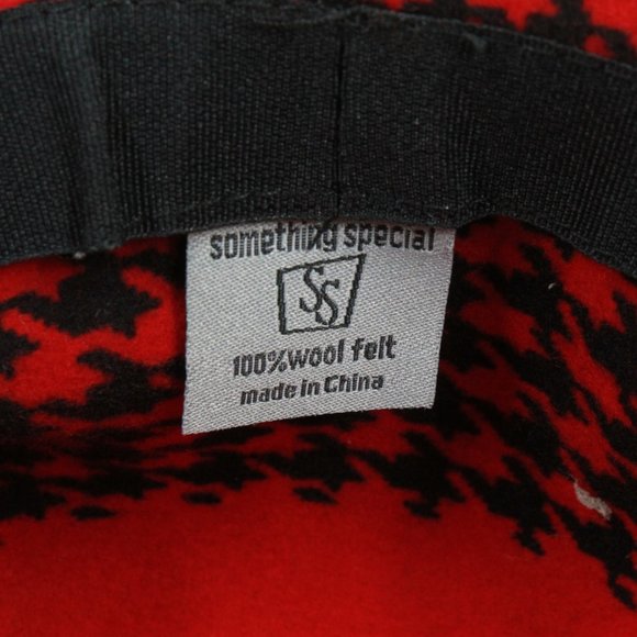Something Special Red Houndstooth Wool Felt Soft Wide Brim Hat Size OS - Picture 9 of 9